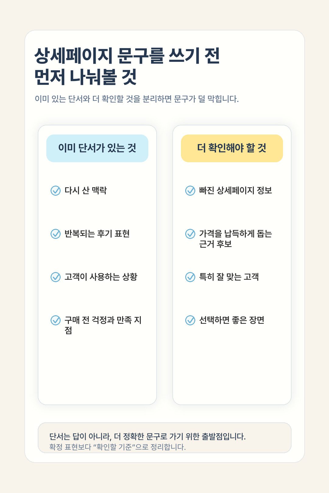 상세페이지 문구를 쓰기 전에 확인할 고객 반응 체크리스트